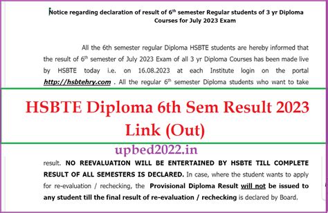 hsbte result 2023 july|HSBTE 6th Semester Result 2023: HSBTE announces 6th .